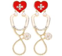 TOPPERFUN Boucles D’Oreilles Pendantes Stéthoscope en Alliage Doré Orné de Cristaux 1 Paire Légère pour Femmes et Filles Bijoux Fantaisie pour Infirmières et Présents Médicaux Usage