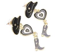 TOPPERFUN Boucles D’oreilles Western Pendantes Bottes Cowgirl Pour Femmes Élégantes Bijoux Légers Accessoires Mode Quotidien Noir