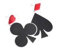 TOPPERFUN Boucles d'Oreilles Asymétriques en Acrylique pour Femme Pendentif Géométrique Noir et Rouge Accessoires Ludiques d'Anniversaire Décoration de Maquillage