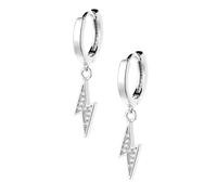 TOPPERFUN Boucles d'Oreilles Clips Éclair en Cristaux Blanc Platine Pendentifs pour Femme Accessoires Élégants Légers pour Fêtes et Soirées