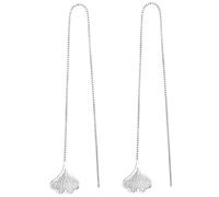 TOPPERFUN Boucles D'oreilles Pendantes Feuille De Ginkgo En Argenté 925 Pur, Longues Boucles D'oreilles Enfile-aiguille Pour Femmes, Style Vintage, Hypoallergéniques, Pour Fêtes Et Occasions Spéciales