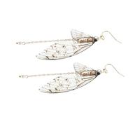TOPPERFUN Boucles D'oreilles Pendantes Perles Synthétiques Dégradées Gris Doré Élégant Femme Fête Et Quotidien Ailes Légères Artisanales