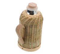 TOPPERFUN Bouteille Isolante Verre avec Housse Tressée Bambou Bleu Retro et pour Thé et Eau Kettle Vintage avec Isolation Longue Durée