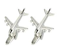 TOPPERFUN Boutons de Manchette Avion en Cuivre Classique et Décoratifs pour Hommes, Fixations Solides, Argentés, Adaptés Port Quotidien Festivals, 1 Paire