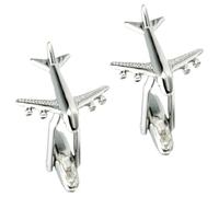 TOPPERFUN Boutons de Manchette Avion en Métal Argenté 1 Paire Accessoires de Costume Homme Boutons de Manchette pour Chemise Formelle Présents Mariage et Événements Professionnels