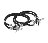 TOPPERFUN Bracelet Avion pour Homme en Corde Tressée Noire, Double Trou, Réglable, Lot de 2 Pièces, Accessoires de Bijoux Masculins Légers et Robustes, pour Voyageurs et Pilotes
