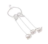 TOPPERFUN Bracelet Doigts Créatif En Alliage Argenté, Chaîne Main, Femme, Bijoux Mode Pour Fêtes Et Costumes, Design Ajouré, Taille Unique