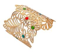 TOPPERFUN Bracelet Manchette Réglable en Alliage Or Motif Feuilles et Fleurs, Bijoux Ethniques Élégants pour Femme Design Unique et Finition Soignée