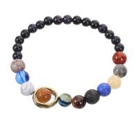 TOPPERFUN Bracelet pour Femme Système Solaire Perles Rondes 6 8 Bleu Mat Multicolore Chaîne de Main Couple Accessoire Mode Univers Galactique Présent Amitié