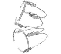 TOPPERFUN Bracelet pour Femmes 2pcs en Alliage Léger et Confortable, Style Chaîne Feuilles Argentées, Accessoire Médiéval pour Anniversaires et Occasions Spéciales