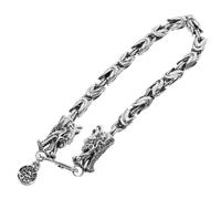 TOPPERFUN Bracelet Punk Homme Tête De Dragon Rétro Métal Argenté 19 Cm Style Gothique Hip-hop Pour Poignet Anniversaire Du Dragon