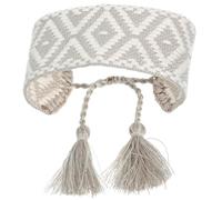 TOPPERFUN Bracelet Tissé Jacquard Large Ajustable pour Femmes Bracelet Manchette Franges Ethniques en Tissu Léger Bohème à Pompons pour Look Décontracté