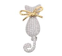 TOPPERFUN Broche Chat Nœud Strass Scintillants Vintage Unisexe, Épingle à Revers Légère pour Manteau, Robe ou Paquet à Dos, Bijou Décoratif Mode Femme et Fille, Accessoire Noël et Fête,
