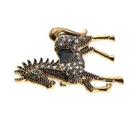 TOPPERFUN Broche Cheval Chinoise Ancienne Bijou Zodiaque Nouvel An pour Femmes Épingle Décorative Strass