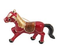 TOPPERFUN Broche Cheval Rouge Chanceuse en Émail Broche Femme Vintage Élégante Accessoire Mode Art Équestre pour Anniversaire Noël Mardi Gras et Fêtes Raffinée