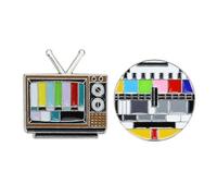 TOPPERFUN Broche Rétro Créative Lot de 2, Épingles Poitrine Colorées Chaînes de Télévision Vintage, Accessoires Décoration Costume, Petit Présent Mode Femme