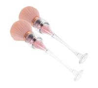 TOPPERFUN Brosse à Ongles et Nettoyant Poudre pour Manucure, Lot de 2, Grosses Têtes Souples de Verre à Vin, Rose Perles Colorées, pour Nettoyage Nail Art et Dépoussiérage, Usage