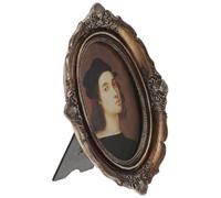 TOPPERFUN Cadre Photo Ovale Rétro Décoratif en Résine 21 X 165 CM Couleur Marron Clair Cadre Photo Maison Bureau Décoration Murale Créative Porte-Photo Original