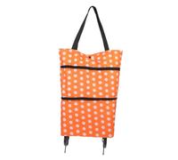 TOPPERFUN Chariot de Courses Pliable à roulettes 38l Tissu Polyester Orange à Pois Lavable Multifonction pour Marché, Pique-niques et Voyages, Paquet de Rangement Pratique et Léger