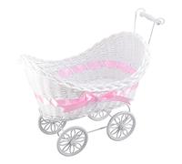 TOPPERFUN Chariot en Canne Tressé Mini Poussette Panier à Fleurs Décoration Mariage Bébé 23X10X13Cm