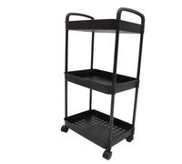 TOPPERFUN Chariot Multifonctionnel 3 en Noir Étagère de Rangement Mobile en 304 Acier Inoxydable Support de Chariot Cuisine et Salle de Bain pour Organiser Vos Articles Maison