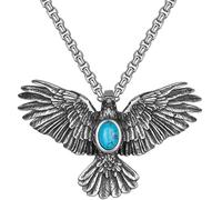 TOPPERFUN Collier Aigle pour Homme en Acier Inoxydable Pendentif Bleu Turquoise Vintage Chaîne Robuste Style Streetwear Bijou Polyvalent pour Fêtes et Présents