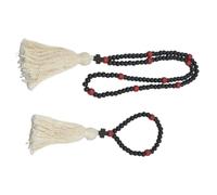 TOPPERFUN Collier Croix en Bois avec 110 Perles et Pendentif Crucifix, Lot de 2 Pièces, Bijoux Chrétiens avec Versets Bibliques, Accessoire de Prière et Décoration Religieuse pour Voiture