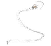 TOPPERFUN Collier Fiole Huile Essentielle Cœur Verre Transparent Pendentif Ouvert avec Bouchon Chaîne Acier Inoxydable Titane Élégant pour Femmes Diffuseur Parfum Sûr et Résistant