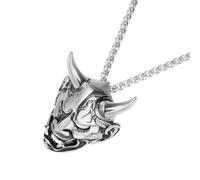 TOPPERFUN Collier Homme Inoxydable Pendentif Tête de Diable Rétro Acier Inoxydable Accessoire de Mode Élégant Bijou Masculin Présent Quotidien