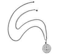 TOPPERFUN Collier Pendentif Boussole Ras-de-cou Boussole Vintage en Acier Inoxydable Argenté Symbole D'encouragement et Spirituelle pour Femmes et Hommes