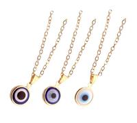 TOPPERFUN Collier Pendentif Œil en Verre Bordure Dorée Lot de 3 Bijoux Décoratifs pour Femme Protection Œil Style Unique