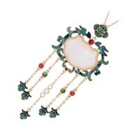 TOPPERFUN Collier Pendentif Serrure Chinoise Rétro pour Femme Chaîne Clavicule Dorée Bijou Élégant Émail et Jade Blanc Accessoire Polyvalent pour Tenue Quotidienne et Occasions Spéciales