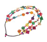TOPPERFUN Collier Rétro Femmes Perles Bois et Coquille de Noix de Tressé Main Pendentif Coloré Plage Mode pour Dames et