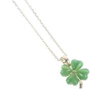 TOPPERFUN Collier Trèfle à Quatre Feuilles Cœur en Pierre de Lune Verte Pendentif Féminin Polyvalent Bijou Irlandais Amulette Présent Symbolique pour Femmes et Adolescents