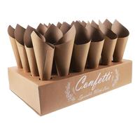 TOPPERFUN Cônes en Papier Kraft Alimentaires pour Confettis et Pétales de Mariage Boîte Support 24 Trous 30 Feuilles Kraft Accessoires Décoratifs pour Fêtes et Buffets
