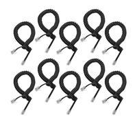 TOPPERFUN Cordon Téléphonique Noir Spiralé pour Lignes Fixes - Lot de 10 Pièces - Câble Court Extensible Enroulé pour Combiné de Téléphone Fixe, Accessoires pour Téléphone, Compatible Jack