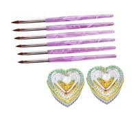 TOPPERFUN Coupe Nail Art En Verre Couvercle 2 Pièces 6 Stylos Pinceaux à Ongles En Acrylique Taille Moyenne Pour Accessoires Nail Art Professionnels Usage Salon Manucure