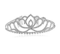 TOPPERFUN Couronne de Mariage Argentée Diadème Tiare Élégante pour Mariée Bandeau Couronne Vintage avec Peigne de Fixation Bijoux de Tête Princesse Accessoire Costume Festif