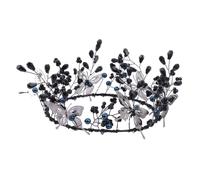 TOPPERFUN Couronne Noire Accessoire Coiffure Mariage Élégant Diadème Royal pour Robe de Mariée et Fêtes Fixée et Sécurisée Style Vintage Patricien