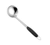 TOPPERFUN Cuillère à Soupe Acier Inoxydable avec Long Manche et Design Suspendu Cuillère Épaissie pour Fondue et Soupe Noir pour Cuisine et Restaurant