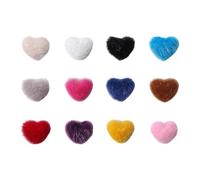 TOPPERFUN Décoration Ongles ou Usage à Domicile pour Salon de Manucure 12 Pièces Cœur en Peluche Douce Toucher Confortable, Absorption Détachable Couleur Aléatoire pour Nail Art
