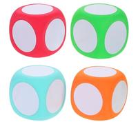 TOPPERFUN Dés de Jeu Inscriptibles en Mousse EVA 6cm, Lot de 4 Cubes | Surfaces Lisses Effaçables, Côtés Vierges, pour Équations, Ateliers Narratifs, Parents et Éducateurs Stem