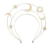 TOPPERFUN Diadème Déesse Grecque Doré à Trois Niveaux Étoiles et Lunes Serrage-Tête Léger Fait Main Accessoire Coiffure pour Anniversaire Fête Bal de Promo et Cosplay Couronne Halo