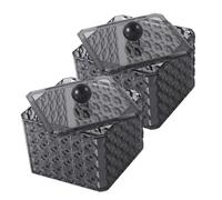 TOPPERFUN Distributeur De Cotons-tiges Et Porte-éponge à Maquillage 2 Pcs, Boîtes De Rangement Acryliques Transparentes Couvercle Anti-poussière, Rangement Coiffeuse, Accessoire Salle De Bain Pratique