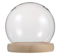 TOPPERFUN Dôme D’Exposition en Verre Rond 11 Cm avec Socle en Bois, Cloche à Fleurs Transparente pour Décoration Intérieure, Vitrine Protectrice pour Fleurs Éternelles, Figurines Argile