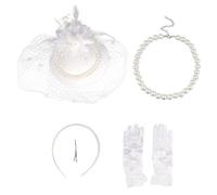 TOPPERFUN Ensemble 1 Pièce de Chapeaux Rétro Voile en Maille Blanche Petite Coiffe Anglaise Élégante pour Femmes Accessoire Coiffure pour Mariage et Fêtes Raffinées