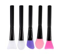 TOPPERFUN Ensemble de 5 Pinceaux Applicateurs en Silicone pour Masque Facial Manche en Bois Résistant à Haute Température Doux pour Peau Sensible pour Soins Visage et Corps Nettoyage