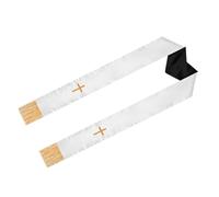 TOPPERFUN Étole de Mariage Brodée Double Face Croix Châle de Prêtre à Pompons 135 CM Étole de Clergé Noire et Blanche Châle Cérémonie pour Pastorale de Mariage