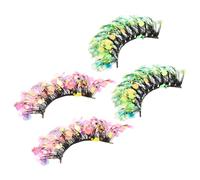 TOPPERFUN Faux Cils 3D Pailletés Fluorescents 2 Paires Épaisses et Brillantes avec Sequins et Cristaux Maquillage de Scène Bal Masqué Cosplay et Fêtes Extensions de Cils Colorés