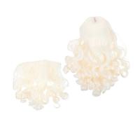 TOPPERFUN Kit Cosplay Père avec Perruque Blanche Longue Bouclée et Barbe Haute Température Accessoire de Unisexe Confortable